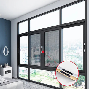 Ventanas corredizas de vidrio tintado de color azul con marco de aleación de aluminio insonorizado moderno personalizado con persianas enrollables venecianas integradas - Product Image 5