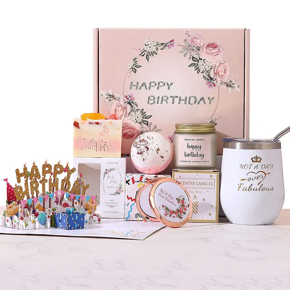 Factory Price Luxury Happy Birthday Gifts Basket Spa Self Care Gift Set Novelty Gift Box For Women Ladies Girls
