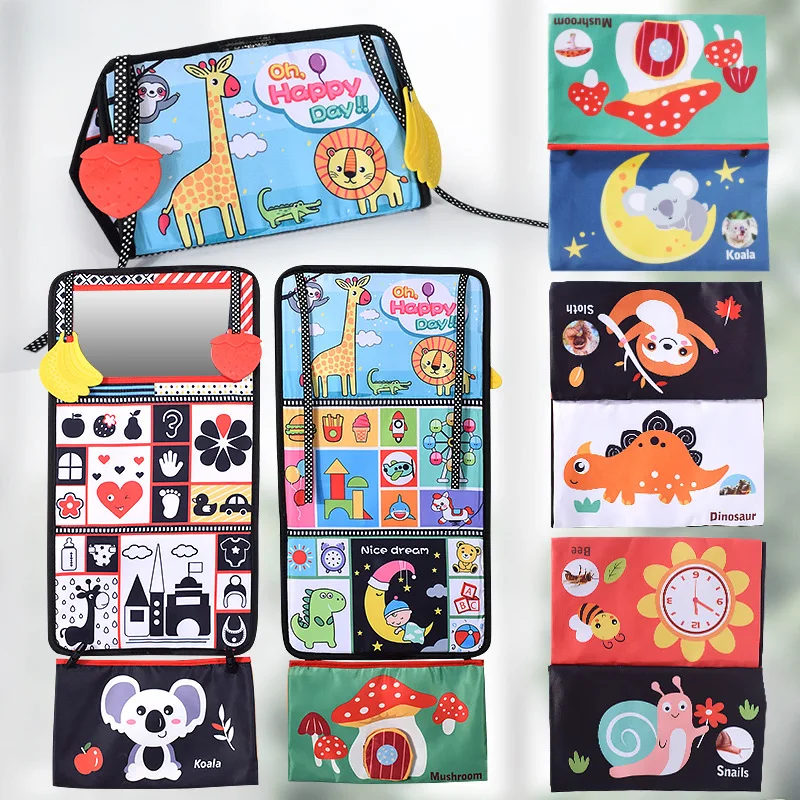 Girafe ha ha miroir 3 pages 6 sac livre en tissu