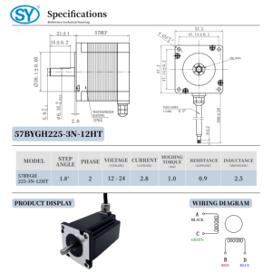 Moteur pas à pas hybride étanche <span class=keywords><strong>Nema</strong></span> <span class=keywords><strong>23</strong></span> IP65 57X57X56MM 24V 1Nm 2.8A 4 fils - Product Image 3