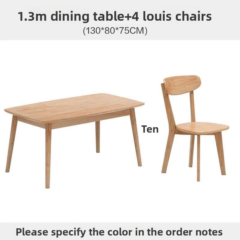 Table simple 130*80 + chaise louis*4 (tout en bois massif)