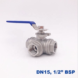 GOGOATC Stainless Steel Switch Ball <strong>Valve</strong> <strong>1</strong>/<strong>2</strong> &quot; Inch BSP Female DN15 SS304 L Type <strong>T</strong> Flow 3 Way <strong>Water</strong> Ball <strong>Valve</strong> - Product Image 2