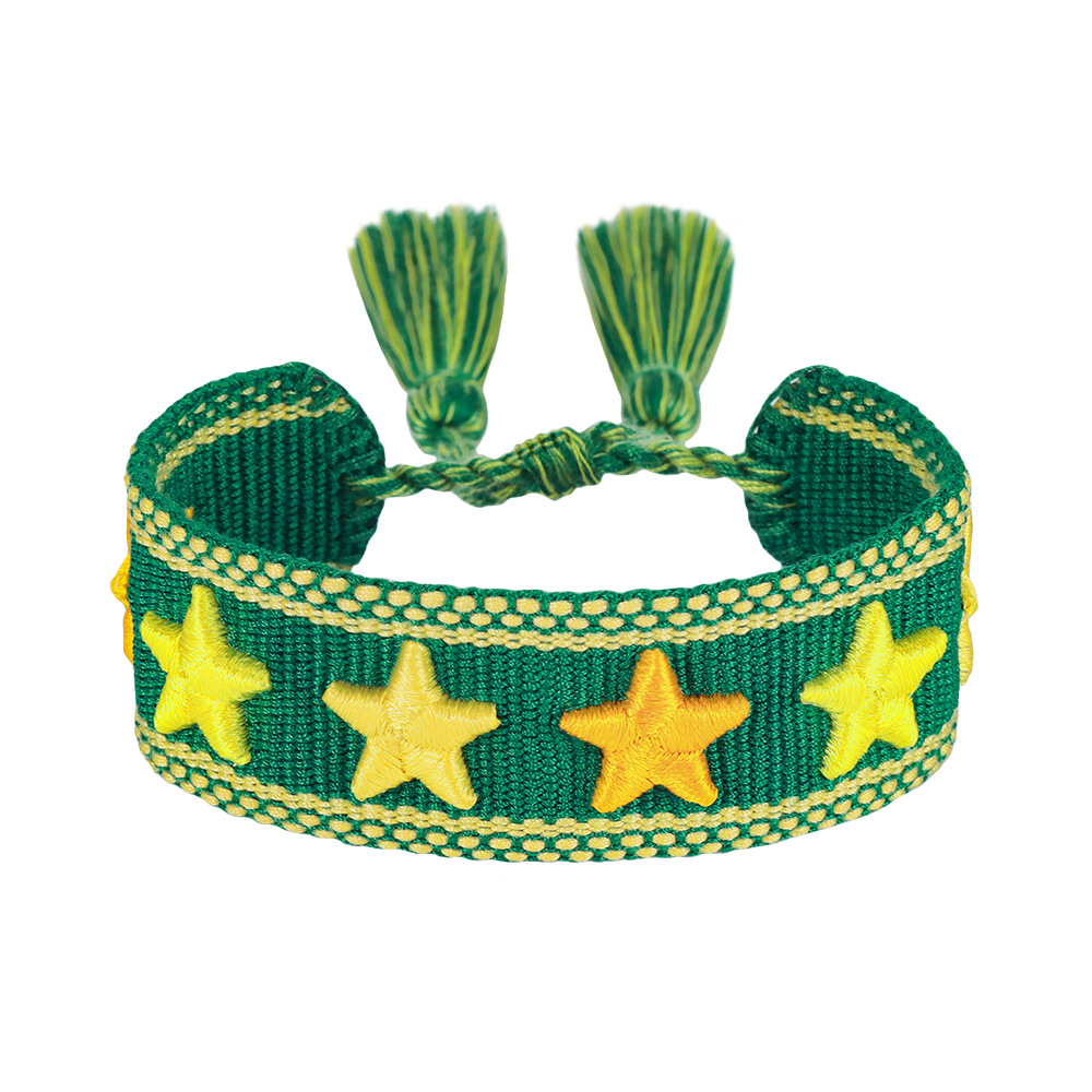 Tf20-(star) daily pattern theme raised embroidered bracelet
