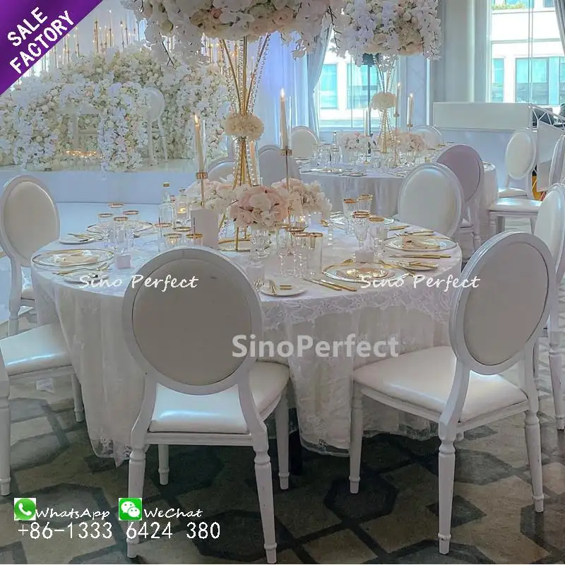 Hot Sale Hotel Esszimmers tuhl White Rion Aluminium rahmen Großhandel Metall Louis Round Back Hochzeit und Event Stuhl