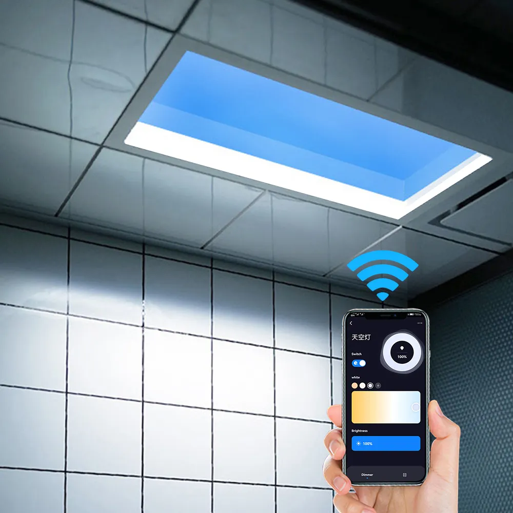 Luz de techo inteligente Led de alto grado Tuya APP Blue Sky Panel Light Simulated Sunlight Windows Roofing