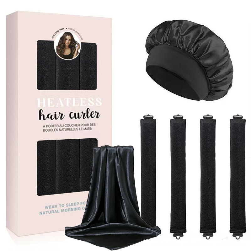Three curling irons-black+black hat+Silk scarf