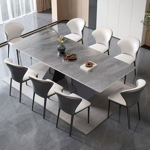 ロックスラブダイニングテーブルイタリアンミニマリストストレッチロックダイニングテーブル炭素鋼脚 - Product Image 4