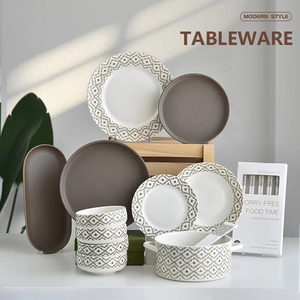 Fabrika kişiselleştirilmiş Modern el yapımı seramik kahvaltı yemeği Set ince porselen avrupa tarzı porselen yemek takımı - Product Image 2