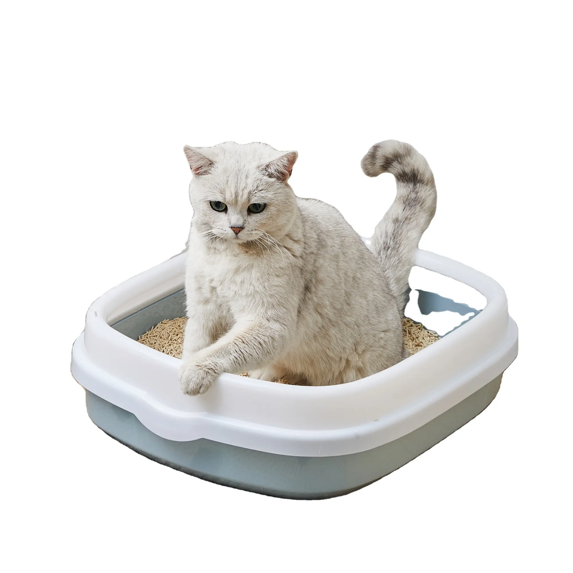 Kediler için özelleştirilmiş Pet kum kabı plastik kedi kum kabı temizlik Pet kum kabı kedi tuvalet