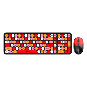 TWOLF TF350 Mini teclado y ratón inalámbricos Combo Set Colorido redondo Keycap Mouse para PC portátil Compatible con todos los sistemas operativos - Product Image 1