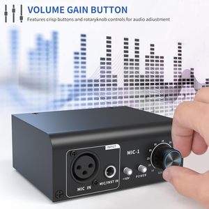 Preamplificador de micrófono XTUGA XIC1 para potenciador de micrófonos dinámicos y de condensador con 2 entradas Max 75db Gain 48V XLR Output - Product Image 4