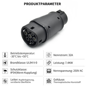 电动汽车适配器适用于220V type2至Type1/J1772转换器32A - Product Image 3