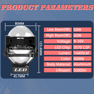 2025 kısa boyutu 3.0 inç Bi Led projektör Lens soğutma fanı ile 120 watt far mavi Lens evrensel arabalar için parantez ile - Product Image 6