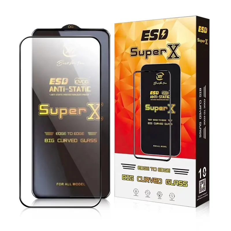 LKG ESD Super X Edge To Edge para el mercado europeo, vidrio templado Antiestático de nivel superior para Iphone 15 para Huawei para Samsung