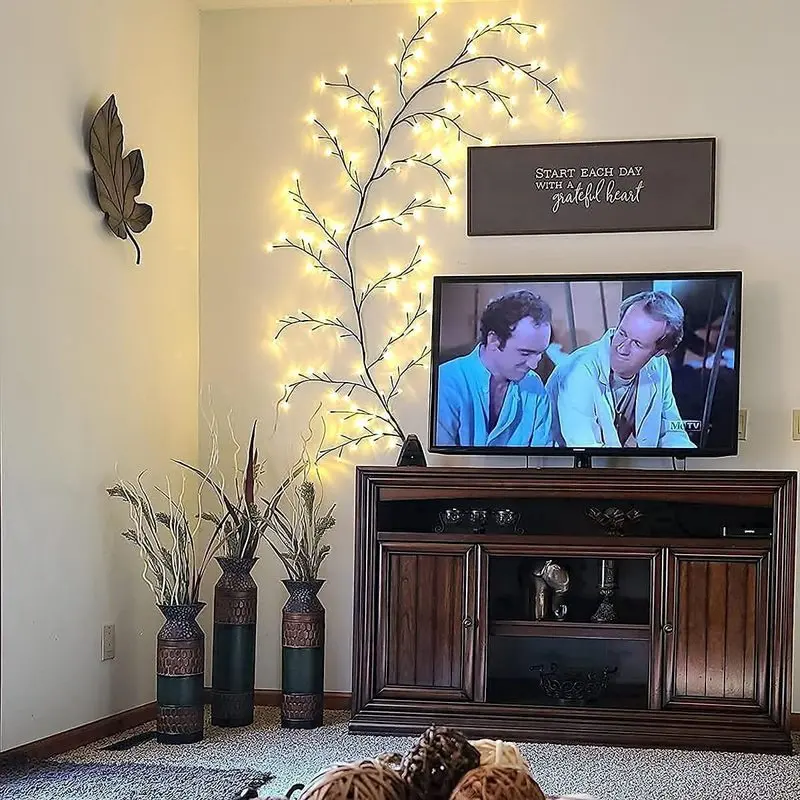 크리스마스 장식 인공 식물 꽃 나무 버드 나무 등나무 조명 144 LED 벽 침실 거실 홈 장식