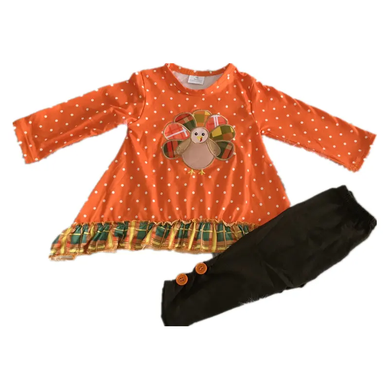 Thanksgiving day Turkey print girls two pieces of boutique children's clothing wholesale