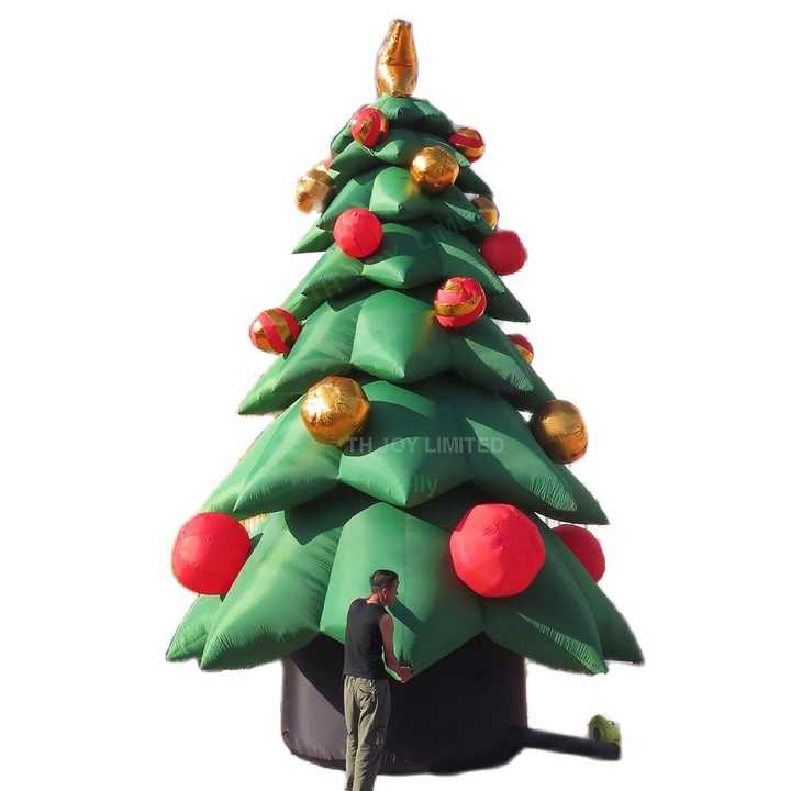 Snelle Verzending Groene Kerstboom Opblaasbare Uitsmijter Met Gouden Ring Klokken Voor Xmas Decoratie En Reclame Met Blower
