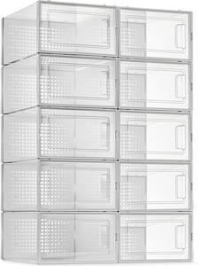 透明塑料鞋盒前置鞋储物盒PP定制透明展示鞋盒可堆叠收纳器 - Product Image 2