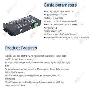 USB fai da te Led Pixel Controller 12 Ch 720 w scheda Sd Dvi programmabile singolo colore colorato modulo stringa Controller sequenziale