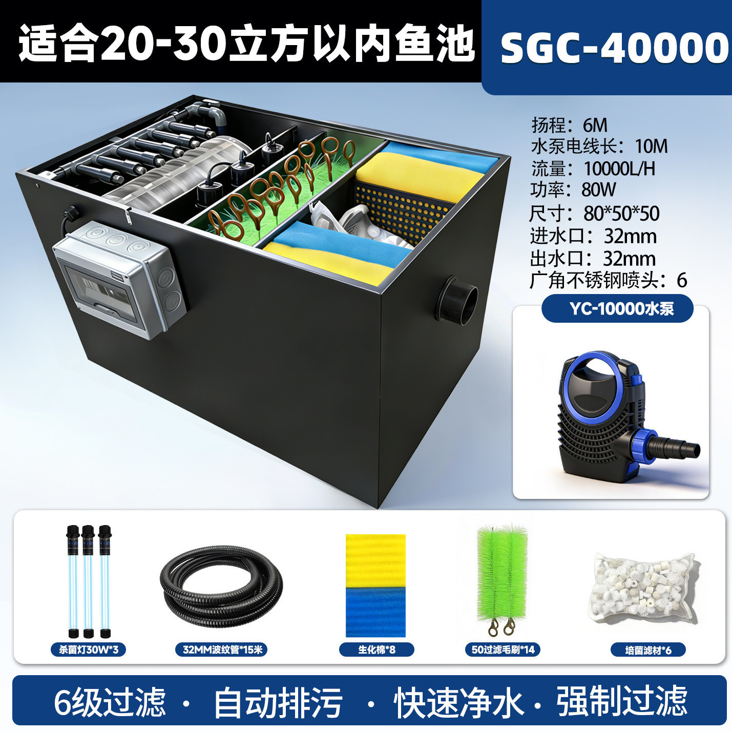 เครื่องกรองแบบดรัมทำความสะอาดอัตโนมัติ - แพ็คเกจระบบน้ำ 30 ตัน - ปรับความถี่ได้