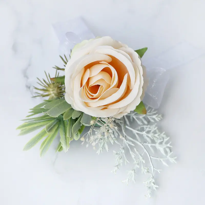 Matrimonio ballo di fine anno sposo sposo corpetto corona floreale sposa tiare bohémien fascia per capelli fiore artificiale da polso per spiaggia