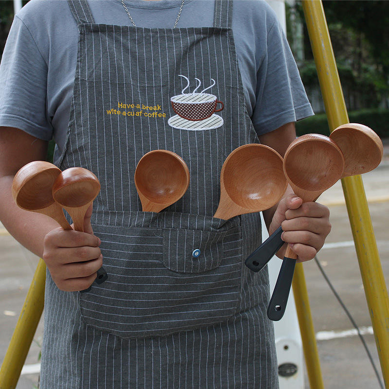 2023 New 6 Pcs Custom Logo Kitchen Cooking Tool Spoon Beech Wood Serving Spoon