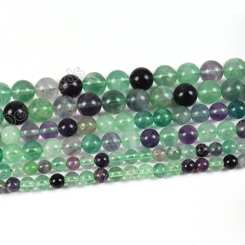 Corde di perline di cristallo di Fluorite arcobaleno rotondo economico naturale per gioielli fai da te che fanno 6mm 8mm 10mm 12mm