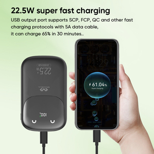 Led ekran ile Miccell Mini çok fonksiyonlu güç banka mobil hızlı şarj taşınabilir 10000mah güç banka dahili kablo - Product Image 3