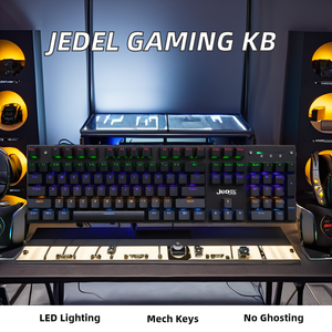 KL138คีย์บอร์ดกลไกแบบเต็มปุ่ม104ปุ่มคีย์บอร์ดเกมแสงสีสันสดใสสำหรับพีซีเดสก์ท็อปแบบมีสาย USB คอมพิวเตอร์พร้อมคุณสมบัติการเล่นเกม - Product Image 3