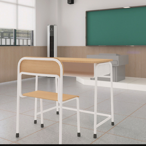 Modernes <span class=keywords><strong>Design</strong></span> Einzel klassen zimmer Tischset Sperrholz Stahlrohr Schul schreibtisch und Stuhl mit Metallrahmen für Grundschüler
