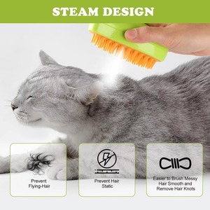 3 In 1 elektrikli USB sprey tarak buharlı evcil hayvan fırçası masaj Mango şekli kediler ve köpekler için yüzen saç kaldırmak