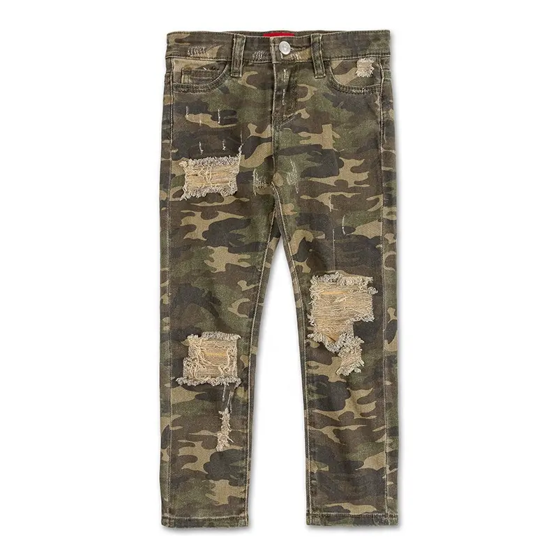 YUEGE Custom New Style Jean For Man Military Camouflage Ripped Distressed Denim Pants