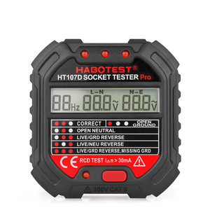 GFCI用の赤色光テスト結果インジケーターアウトレットテスターを備えたHT107Dデジタルソケットテスターレセプタクル検出器 - Product Image 1