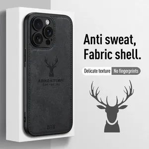 Lüks geyik kafası bez desen iPhone için kılıf 15 14 13 16 Pro X XS Max 7 8 artı darbeye yumuşak geri kabuk kapak - Product Image 1