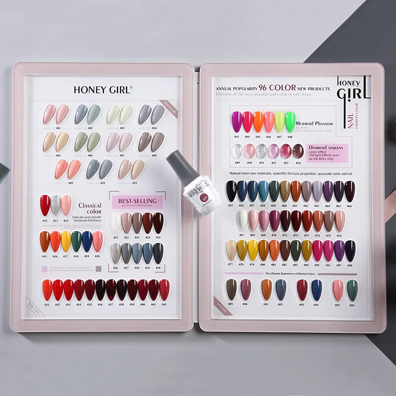 Livre d'affichage couleur gratuit 96 pièces/Kit manucure Nail Art Salon Base et couche de finition ensemble de vernis à ongles Gel UV/LED