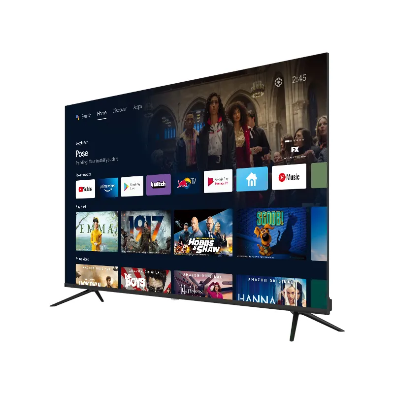 Televisor de pantalla plana sin marco UHD Google de 55 pulgadas OEM de alta calidad 4K HDR Google Android Smart Television