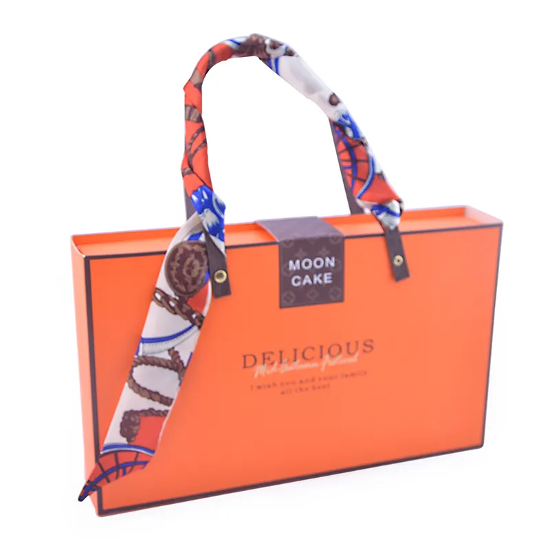 Индивидуальные Роскошные оранжевые подарочные бумажные пакеты для покупок с выдвижным ящиком внутри для одежды обуви нижнего белья одежды