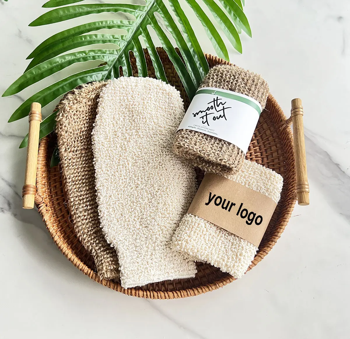 Guante de baño de fibra de ramio de yute exfoliante reutilizable Natural respetuoso con el medio ambiente, guante de sisal de ducha, bolsa de espuma de jabón, guantes exfoliantes para el cuerpo