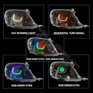 2005-2011ハイラックスビーゴピックアップRGBW怒っている目ハイロービーム<span class=keywords><strong>LED</strong></span>ヘッドライトインジケーター回転信号自動照明システム