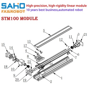 Módulo de actuador de riel de guía lineal STM100 de 400MM de alta velocidad, rodamiento de núcleo de transmisión de correa de carrera de 400MM para Kit de posición lineal CNC - Product Image 5