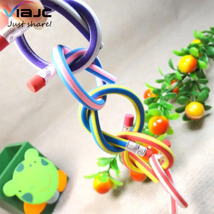 ECO friendly cute soft pvc bendy kids flexible pencil with eraser for children party products