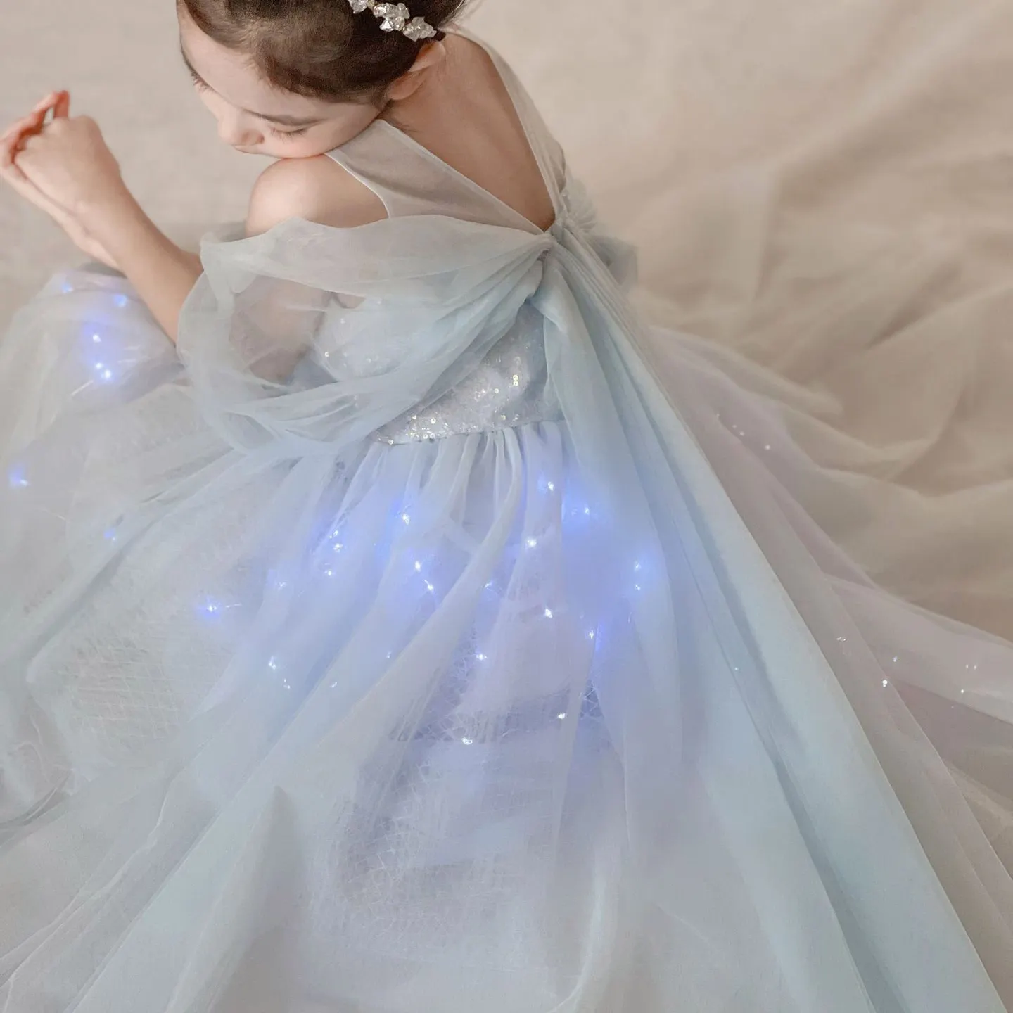 Ummer-vestido de encaje de princesa Anna para niña, vestido de bautismo de tul para bebé