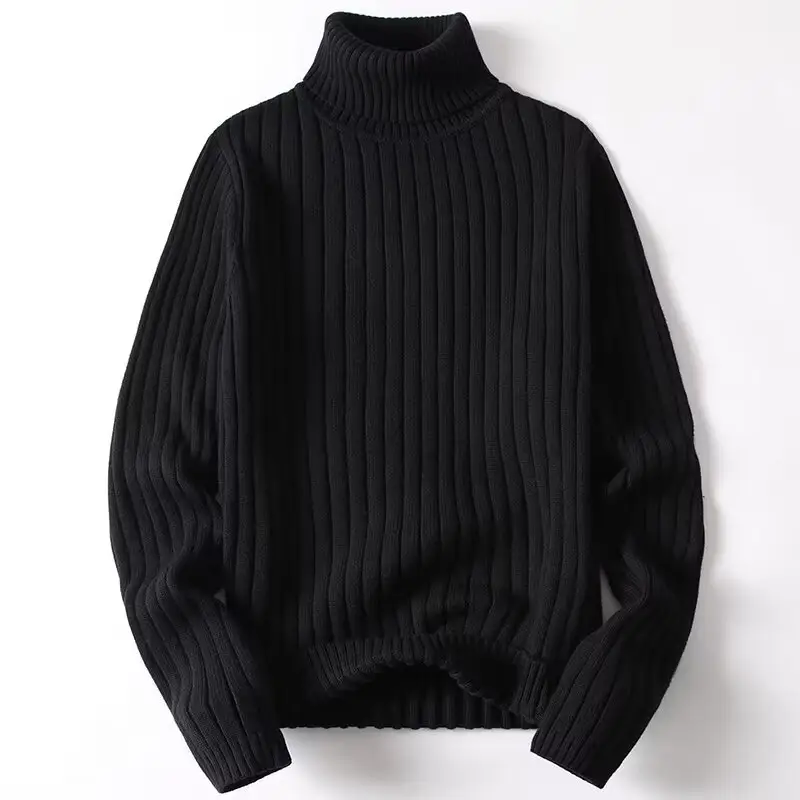 Vendita all'ingrosso calda 2024 nuovo maglione Pullover lavorato a maglia a collo alto da uomo maglieria a coste vestiti invernali di cotone Casual maglione da uomo