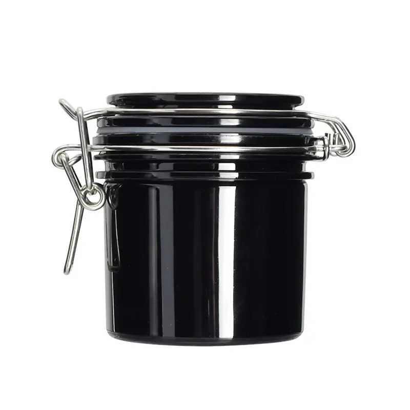 Пластиковая матовая черная прозрачная коричневая круглая герметичная Косметическая емкость для хранения специй с откидной крышкой для печенья