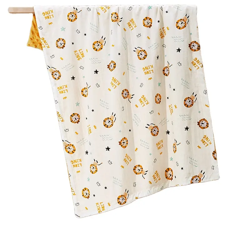 Uso diário Micro Soft Plush Cobertores Do Bebê com Impressão Padrão de Plantas e Pontos Apoiado Double Layer Bed Lança para Berço