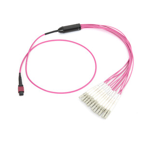 30m 98ft <strong>MTP</strong> Hybrid <strong>Trunk</strong> Cable <strong>MTP</strong>-12 UPC Female to 6 LC UPC Duplex 12 Fibers Multimode OM4 Type B Double Jacket Magenta - Product Image 6