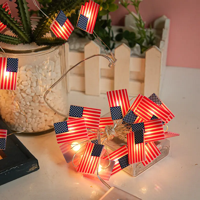 पूरे अमेरिका स्वतंत्रता दिवस राष्ट्रीय ध्वज तार प्रकाश नई डिजाइन स्टार रंगीन रोशनी