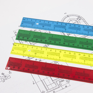 幾何学定規セットプロモーションプラスチックストレート定規インチとcmスケール30cm、表面にカスタマイズ印刷