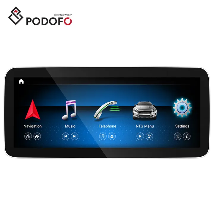 Podofo 8 Core 12.3 ''Android 13 4 64G Autoradio Voor Benz C Klasse 2007 2008 2009 2010 Draadloze Carplay Bt Wifi 4G Autoradio