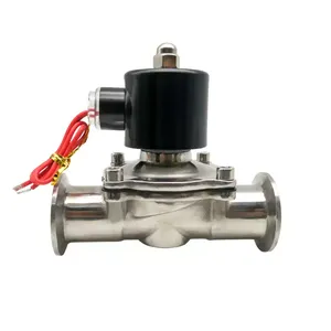 Food Grade SS 304 316 AC 220 DC 24 DN50 Three Tri Clamp Sanitary Diaphragm <strong>Solenoid</strong> <strong>Valve</strong> <strong>for</strong> Juice